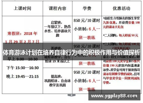体育游泳计划在培养自律行为中的积极作用与价值探析